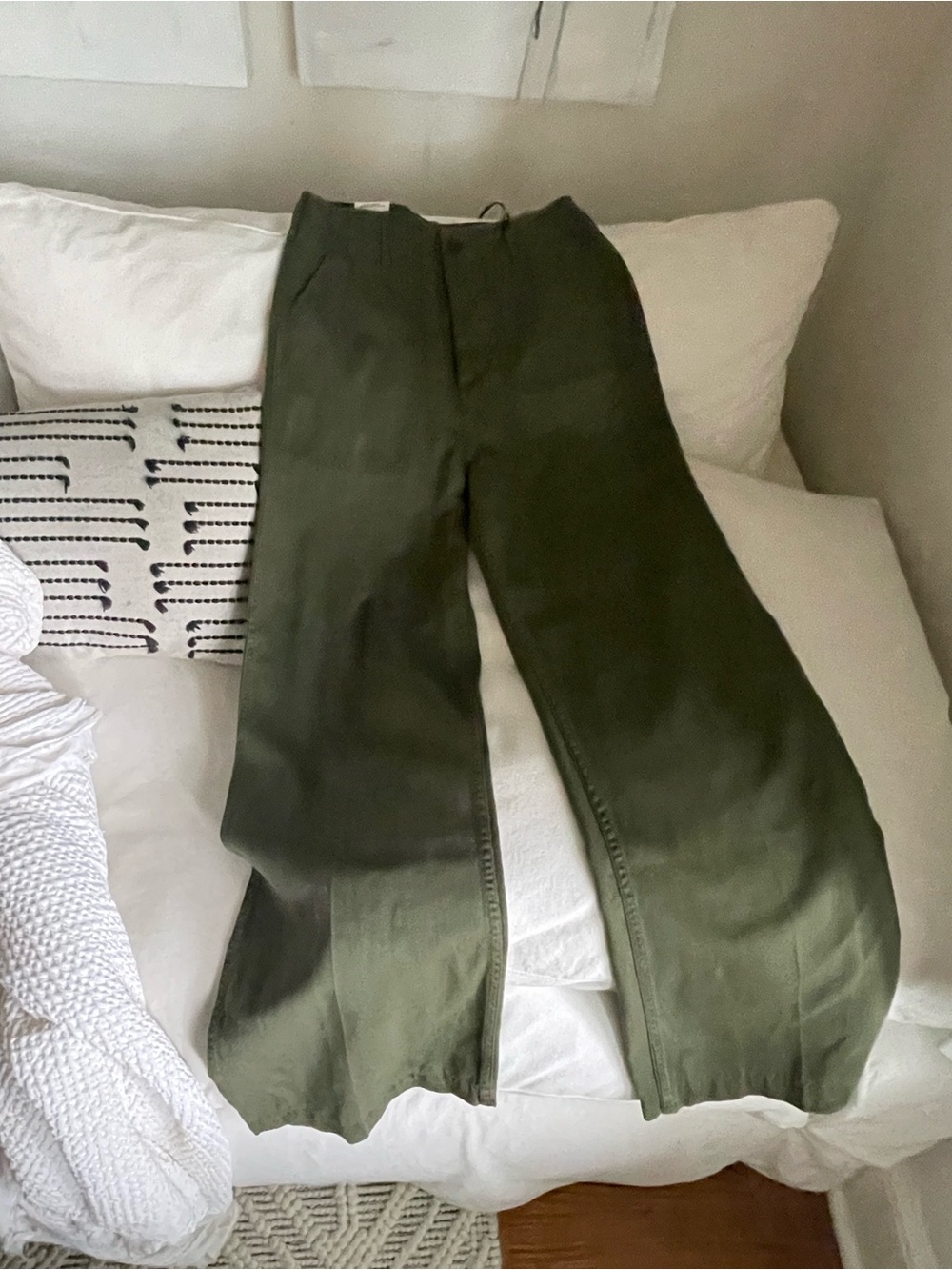 Zara Olive Wide-Leg High-Rise Pants